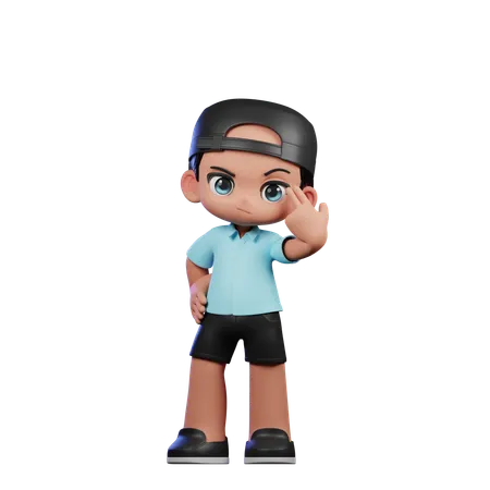 Cute Boy Pointing At Him Pose  3D Illustration