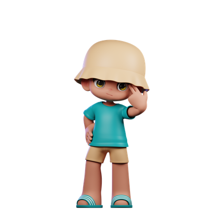 Cute Boy Pointing At Him Self  3D Illustration