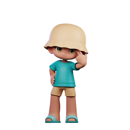 Cute Boy Pointing At Him Self  3D Illustration