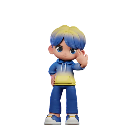 Cute Boy Pointing At Him Self  3D Illustration