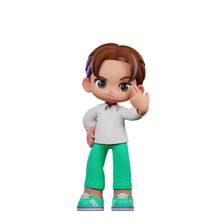 Cute Boy Pointing At Him Self  3D Illustration