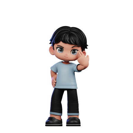 Cute Boy Pointing At Him Self  3D Illustration