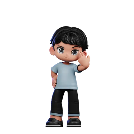 Cute Boy Pointing At Him Self  3D Illustration