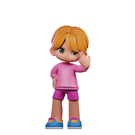 Cute Boy Pointing At Him Self  3D Illustration