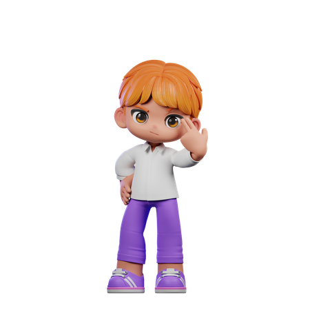 Cute Boy Pointing At Him Self  3D Illustration