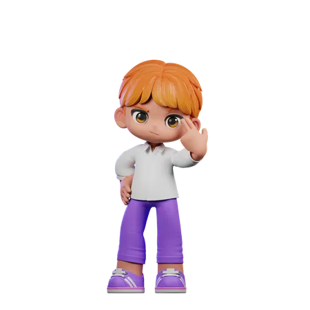 Cute Boy Pointing At Him Self  3D Illustration