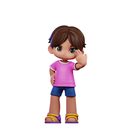 Cute Boy Pointing At Him Self  3D Illustration