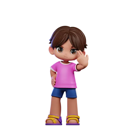 Cute Boy Pointing At Him Self  3D Illustration