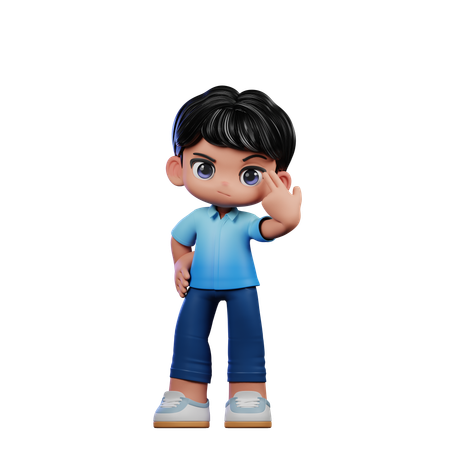 Cute Boy Pointing At Him Self  3D Illustration