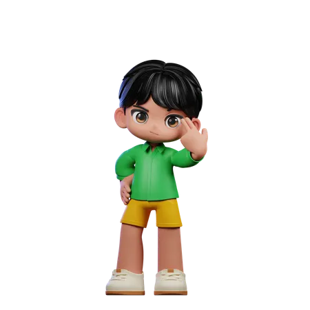 Cute Boy Pointing At Him Self  3D Illustration