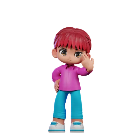 Cute Boy Pointing At Him Self  3D Illustration