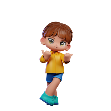 Cute Boy Pointing At Side  3D Icon