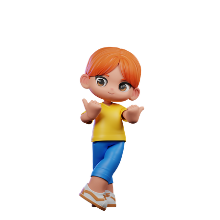 Cute Boy Pointing At Side Pose  3D Illustration