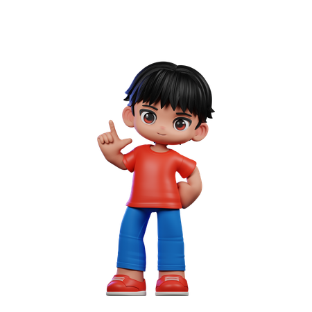 Cute Boy Pointing Left  3D Illustration