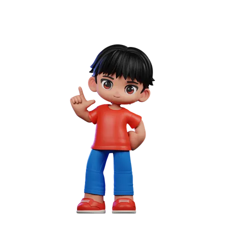 Cute Boy Pointing Left  3D Illustration