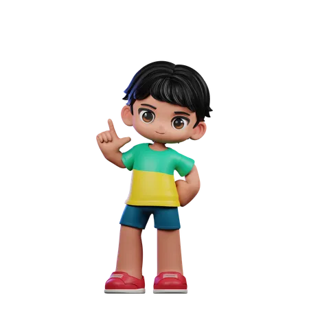 Cute Boy Pointing Left  3D Illustration