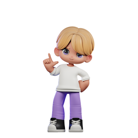 Cute Boy Pointing Left  3D Illustration