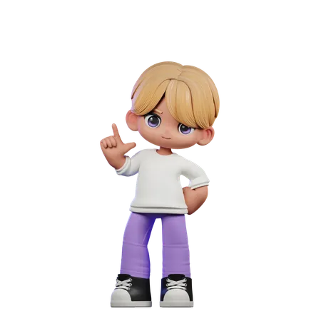 Cute Boy Pointing Left  3D Illustration