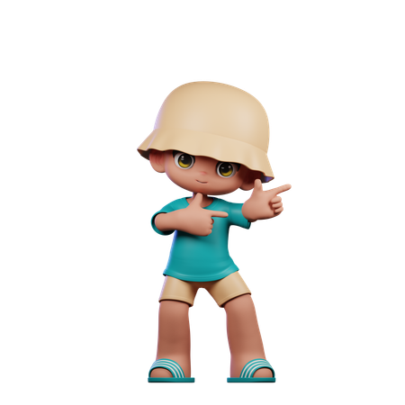 Cute Boy Pointing Right  3D Icon