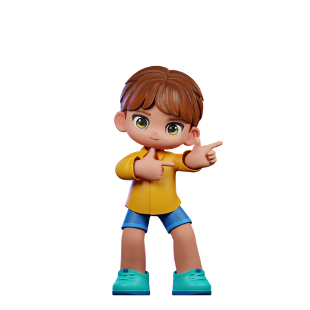 Cute Boy Pointing Right  3D Icon