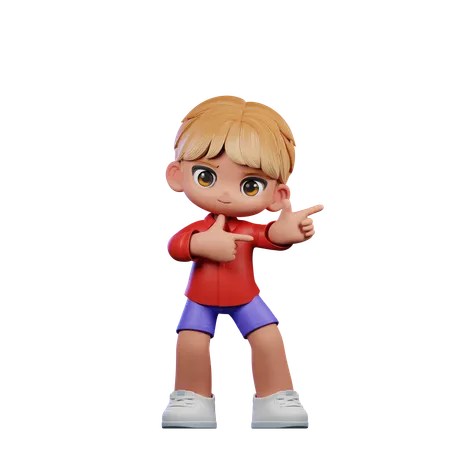 Cute Boy Pointing Right  3D Illustration