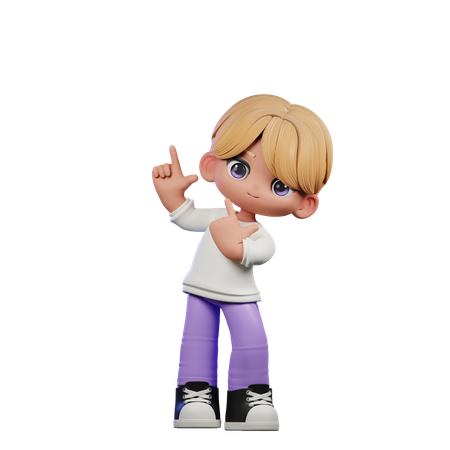 Cute Boy Pointing Up  3D Illustration