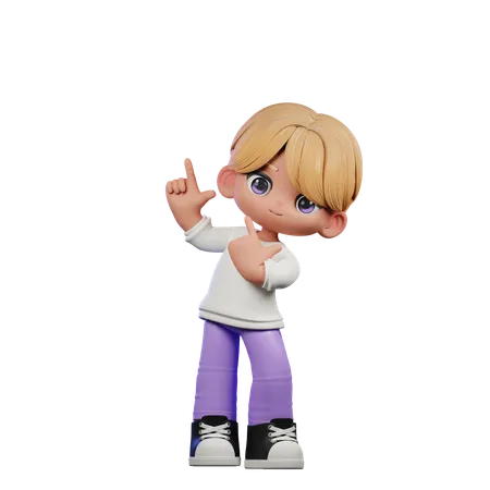 Cute Boy Pointing Up  3D Illustration