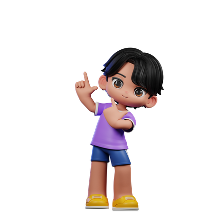 Cute Boy Pointing Up  3D Illustration