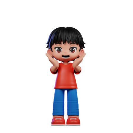 Cute Boy Reacting Happily Pose  3D Illustration