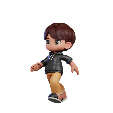 Cute Boy Running  3D Illustration