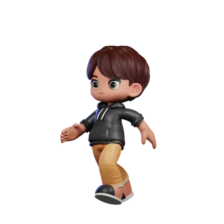 Cute Boy Running  3D Illustration
