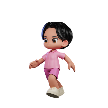 Cute Boy Running Pose  3D Illustration