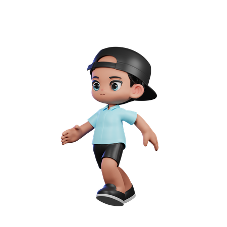 Cute Boy Running Pose  3D Illustration