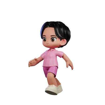 Cute Boy Running Pose  3D Illustration