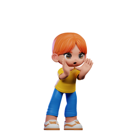 Cute Boy Shouting Pose  3D Illustration