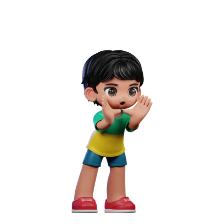 Cute Boy Shouting Pose  3D Illustration