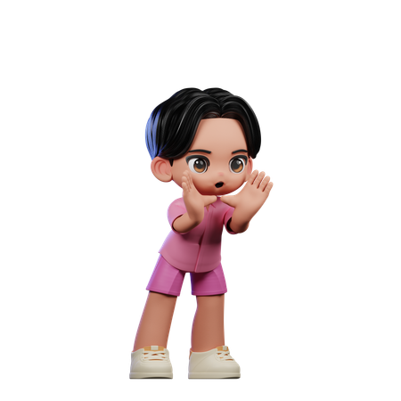 Cute Boy Shouting Pose  3D Illustration