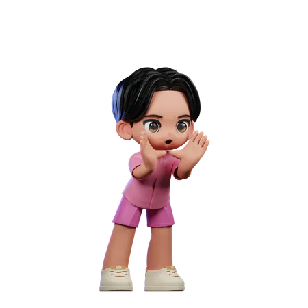 Cute Boy Shouting Pose  3D Illustration