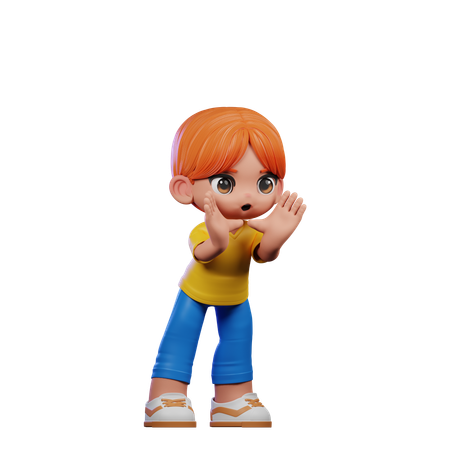 Cute Boy Shouting Pose  3D Illustration