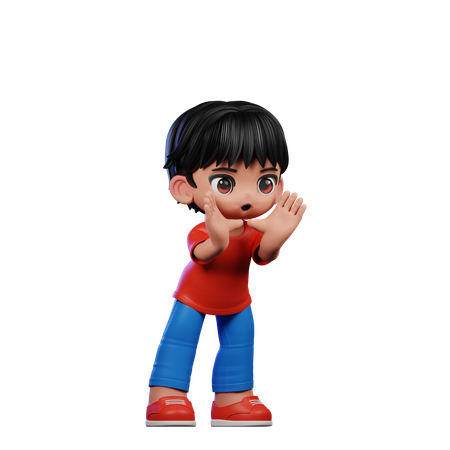 Cute Boy Shouting Pose  3D Illustration