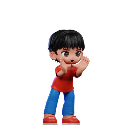 Cute Boy Shouting Pose  3D Illustration