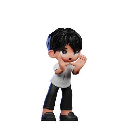 Cute Boy Shouting Pose  3D Illustration