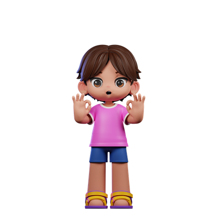 Cute Boy Showing Ok Sign  3D Icon
