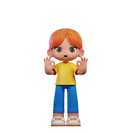 Cute Boy Showing Ok Sign  3D Icon