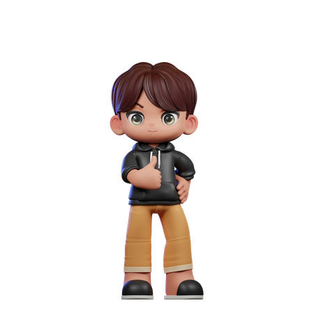 Cute Boy Showing Thumb Up  3D Illustration