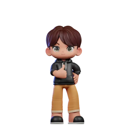 Cute Boy Showing Thumb Up  3D Illustration