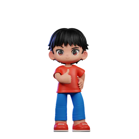 Cute Boy Showing Thumbs Up  3D Illustration