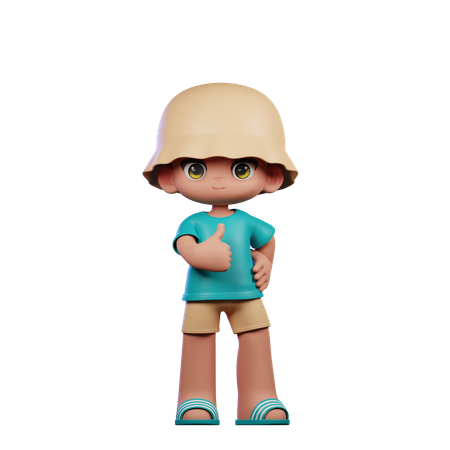 Cute Boy Showing Thumbs Up  3D Illustration