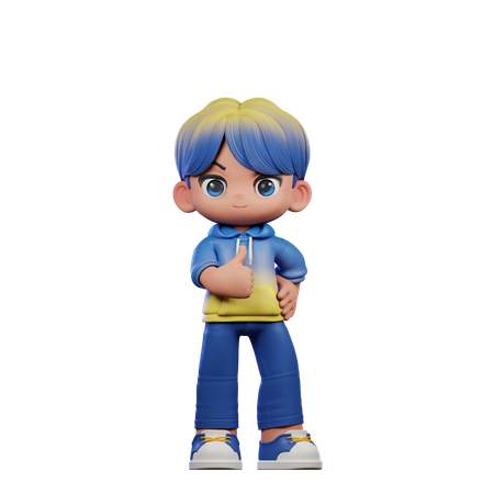 Cute Boy Showing Thumbs Up  3D Illustration