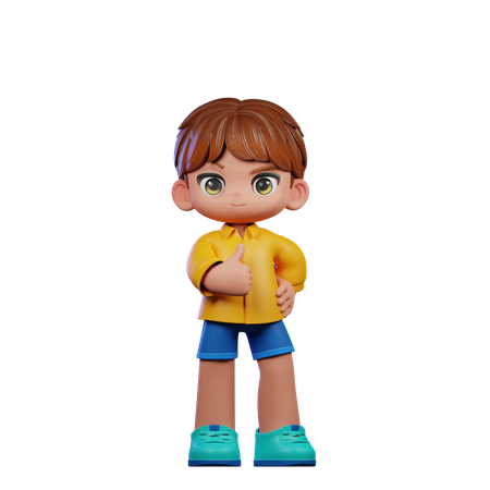 Cute Boy Showing Thumbs Up  3D Illustration